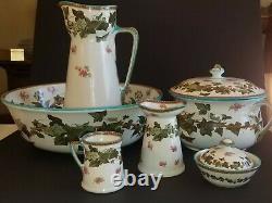 Antique Royal Doulton Chamber Set Complete Ivy and Rose pattern. Very Rare