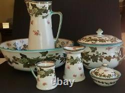 Antique Royal Doulton Chamber Set Complete Ivy and Rose pattern. Very Rare