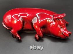 Antique Royal Doulton Flambe Pig Sleeping On Its Side 1920s -Very Rare