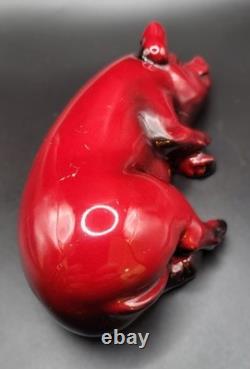 Antique Royal Doulton Flambe Pig Sleeping On Its Side 1920s -Very Rare
