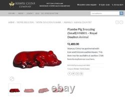 Antique Royal Doulton Flambe Pig Sleeping On Its Side 1920s -Very Rare