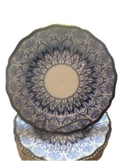 Antique Royal Doulton Plate 10 Inch Burslem Blue White Gold Very Rare