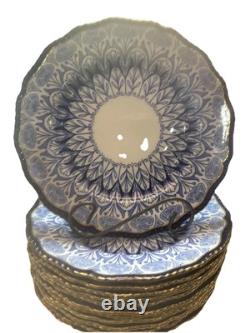 Antique Royal Doulton Plate 10 Inch Burslem Blue White Gold Very Rare