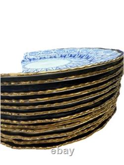 Antique Royal Doulton Plate 10 Inch Burslem Blue White Gold Very Rare