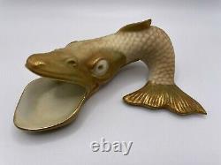 Antique Very Rare Royal Worcester Shot Enamelled Fish Made 1907