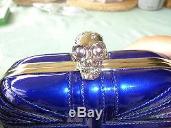 Auth Alexander Mcqueen Royal Blue Union Jack Skull Clutch Very Rare Ltd New