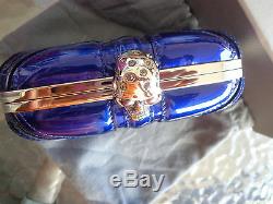 Auth Alexander Mcqueen Royal Blue Union Jack Skull Clutch Very Rare Ltd New