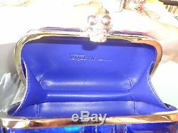 Auth Alexander Mcqueen Royal Blue Union Jack Skull Clutch Very Rare Ltd New