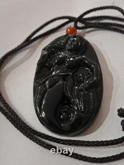 BURMESE JADIETE 125ct IMPERIAL OMPHACITE BLACK A GRADE JADEITE PENDANT VERY RARE