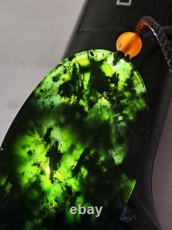 BURMESE JADIETE 125ct IMPERIAL OMPHACITE BLACK A GRADE JADEITE PENDANT VERY RARE