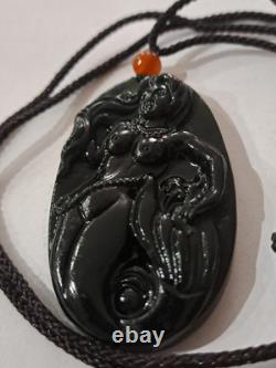 BURMESE JADIETE 125ct IMPERIAL OMPHACITE BLACK A GRADE JADEITE PENDANT VERY RARE