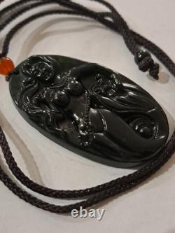 BURMESE JADIETE 125ct IMPERIAL OMPHACITE BLACK A GRADE JADEITE PENDANT VERY RARE