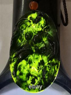 BURMESE JADIETE 125ct IMPERIAL OMPHACITE BLACK A GRADE JADEITE PENDANT VERY RARE