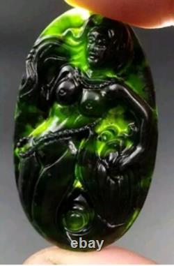 BURMESE JADIETE 125ct IMPERIAL OMPHACITE BLACK A GRADE JADEITE PENDANT VERY RARE