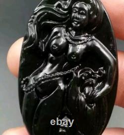 BURMESE JADIETE 125ct IMPERIAL OMPHACITE BLACK A GRADE JADEITE PENDANT VERY RARE