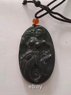 BURMESE JADIETE 125ct IMPERIAL OMPHACITE BLACK A GRADE JADEITE PENDANT VERY RARE
