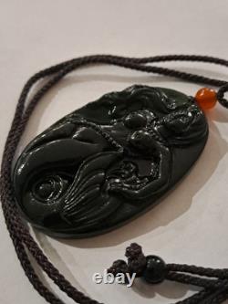 BURMESE JADIETE 125ct IMPERIAL OMPHACITE BLACK A GRADE JADEITE PENDANT VERY RARE