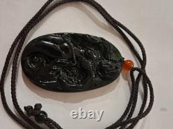 BURMESE JADIETE 125ct IMPERIAL OMPHACITE BLACK A GRADE JADEITE PENDANT VERY RARE