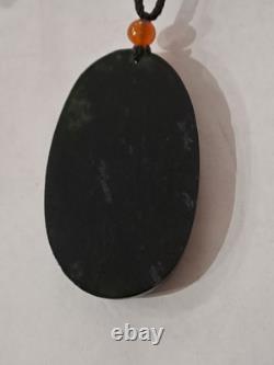 BURMESE JADIETE 125ct IMPERIAL OMPHACITE BLACK A GRADE JADEITE PENDANT VERY RARE