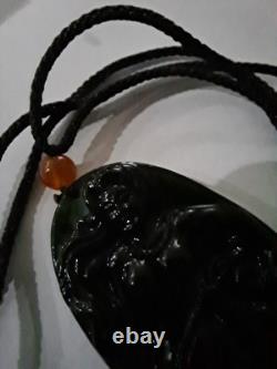 BURMESE JADIETE 125ct IMPERIAL OMPHACITE BLACK A GRADE JADEITE PENDANT VERY RARE
