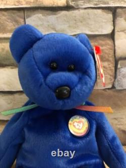 Beanie Babies VERY RARE MISSHAPED FACE, STAMPED 1998 Clubby Royal Blue-Retired