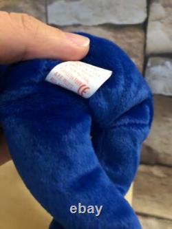 Beanie Babies VERY RARE MISSHAPED FACE, STAMPED 1998 Clubby Royal Blue-Retired