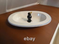 Black Pie Bird Set Terence Conran Design Royal Doulton Very Rare With Blue Trim