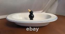 Black Pie Bird Set Terence Conran Design Royal Doulton Very Rare With Blue Trim