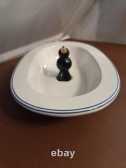 Black Pie Bird Set Terence Conran Design Royal Doulton Very Rare With Blue Trim