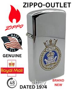 Brand New 1974 ZIPPO Lighter Slim Very Rare Obsolete HMS ARK ROYAL All Original