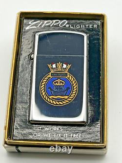 Brand New 1974 ZIPPO Lighter Slim Very Rare Obsolete HMS ARK ROYAL All Original