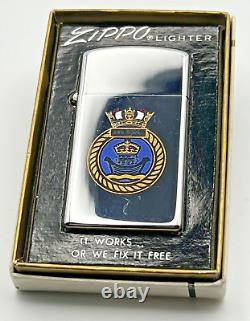 Brand New 1974 ZIPPO Lighter Slim Very Rare Obsolete HMS ARK ROYAL All Original