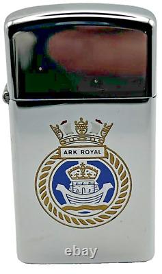 Brand New 1974 ZIPPO Lighter Slim Very Rare Obsolete HMS ARK ROYAL All Original