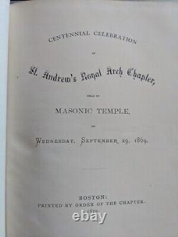 Centennial Celebration Of St Andrew's Royal Arts Chapter 1870 Very Good RARE