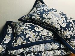 Croscill Blue Imperial Damask 5 Piece King Comforter Full Set Very Rare