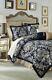 Croscill Blue Imperial Damask King Comforter Set with 2 Extra Shams Very Rare