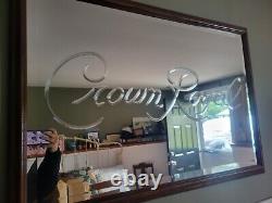 Crown Royal Promotional Bar Mirror VERY RARE. Hand Etched Glass 39x27