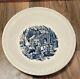 Currier Ives Blue Hostess 7 3/4 Candy Bowl. Very Rare