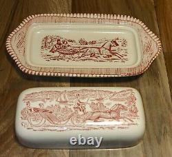 Currier Ives Pink Summer Butter Dish. Very, Very Rare