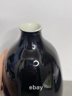 DELFT SOLID BLACK Vase Authenticated by Royal Delft/Delfts Aardewerk VERY RARE