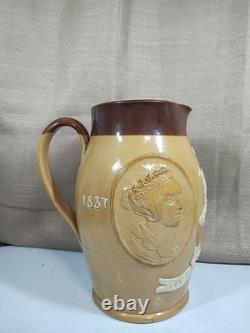 Doulton Lambeth Queen Victoria Diamond Jubilee 1887 Pitcher (Very Rare)