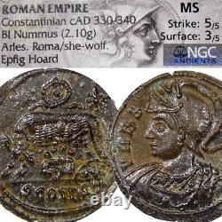 Epfig Hoard. SHE WOLF suckling twins VERY RARE RIC R4 Constantine the Great Coin