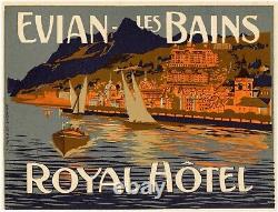 Evian Les Bains France ROYAL HOTEL LUGGAGE Label 1910 very rare TRÜB