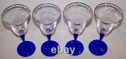 Exquisite Very Rare Set Of 4 Christian Dior Crystal Azure Royal 8 Wine Glasses