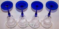 Exquisite Very Rare Set Of 4 Christian Dior Crystal Azure Royal 8 Wine Glasses