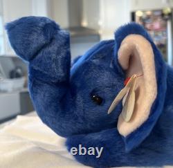 Extremely RARE Ty Beanie Buddy peanut the royal blue elephant! Very VALUABLE