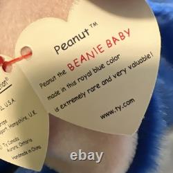 Extremely RARE Ty Beanie Buddy peanut the royal blue elephant! Very VALUABLE