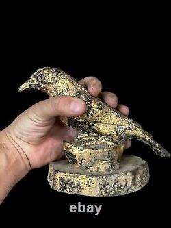 Extremely Rare Ancient Greek Gold Gilded Bronze Royal King Bird Statue Very Rare