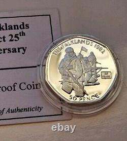 Gibraltar 2007 Silver Proof 50p Royal Marines Falklands Conflict. VERY RARE