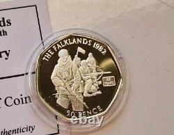 Gibraltar 2007 Silver Proof 50p Royal Marines Falklands Conflict. VERY RARE